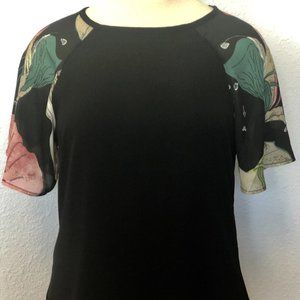 Plus Floral Sleeve Print Top